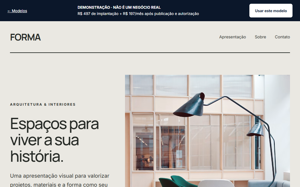Prévia do modelo Forma, demonstração para arquitetura