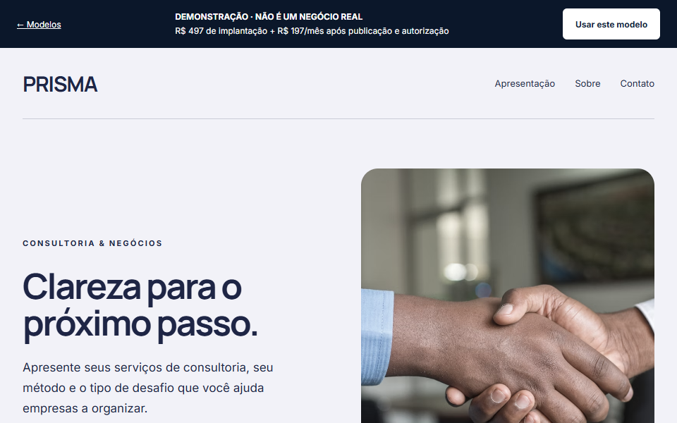 Captura do modelo Prisma para Consultoria e negócios
